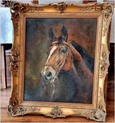 Dobre malarstwo animalistyczne! Końska głowa - Hans Einzinger *1920