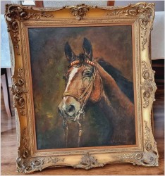 Dobre malarstwo animalistyczne! Końska głowa - Hans Einzinger *1920