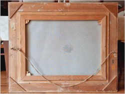 Konna trojka ścigana przez wilki w zimowej scenerii - obraz olejny Michael Borbely *1923