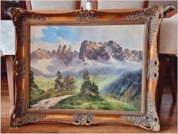 Obraz olejny do salonu! Rosengarten Dolomiten | J.E. Lemke *1916