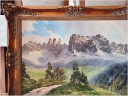 Obraz olejny do salonu! Rosengarten Dolomiten | J.E. Lemke *1916