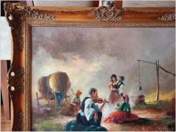 Super malarstwo olejne! W cygańskim obozowisku - Michael Borbely *1923 