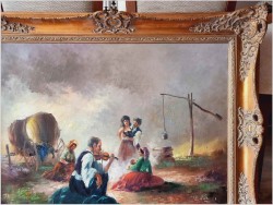 Super malarstwo olejne! W cygańskim obozowisku - Michael Borbely *1923 