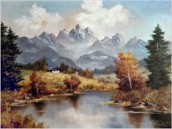 Polecamy obraz olejny! Widok alpejski! - oryg. Georg kuboth (Schlesien 1916-2004)