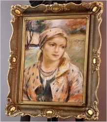 Aukcyjne malarstwo! Piękny pastel młodej góralki ~ Stanisław Górski (1887-1955)