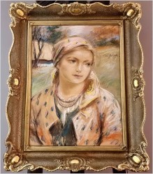 Aukcyjne malarstwo! Piękny pastel młodej góralki ~ Stanisław Górski (1887-1955)