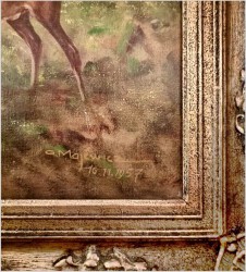 Malarstwo myśliwskie! Kozioł sarny - oryg. Georg Majewicz (1897-1965)