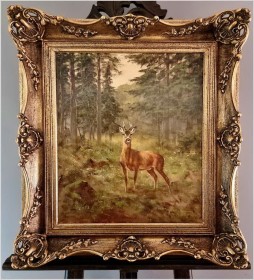 Malarstwo myśliwskie! Kozioł sarny - oryg. Georg Majewicz (1897-1965)