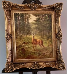 Malarstwo myśliwskie! Kozioł sarny - oryg. Georg Majewicz (1897-1965)