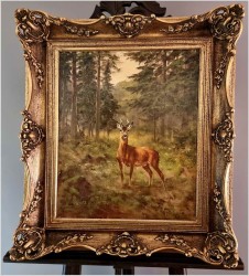 Malarstwo myśliwskie! Kozioł sarny - oryg. Georg Majewicz (1897-1965)