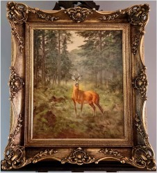 Malarstwo myśliwskie! Kozioł sarny - oryg. Georg Majewicz (1897-1965)