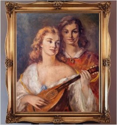 Aukcyjny obraz olejny! Dziewczyna grająca na mandolinie - Prof. Andreas PATZELT (1896-1980 Wien)