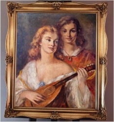 Aukcyjny obraz olejny! Dziewczyna grająca na mandolinie - Prof. Andreas PATZELT (1896-1980 Wien)