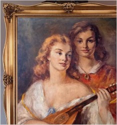 Aukcyjny obraz olejny! Dziewczyna grająca na mandolinie - Prof. Andreas PATZELT (1896-1980 Wien)