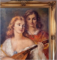 Aukcyjny obraz olejny! Dziewczyna grająca na mandolinie - Prof. Andreas PATZELT (1896-1980 Wien)