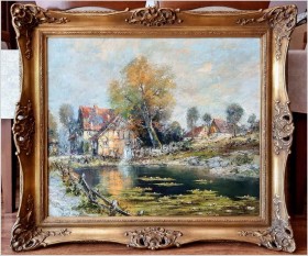 Wiejski krajobraz! Kaczeńce na stawie - Christian Stemmeler *1928