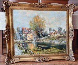 Wiejski krajobraz! Kaczeńce na stawie - Christian Stemmeler *1928