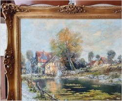 Wiejski krajobraz! Kaczeńce na stawie - Christian Stemmeler *1928