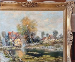 Wiejski krajobraz! Kaczeńce na stawie - Christian Stemmeler *1928