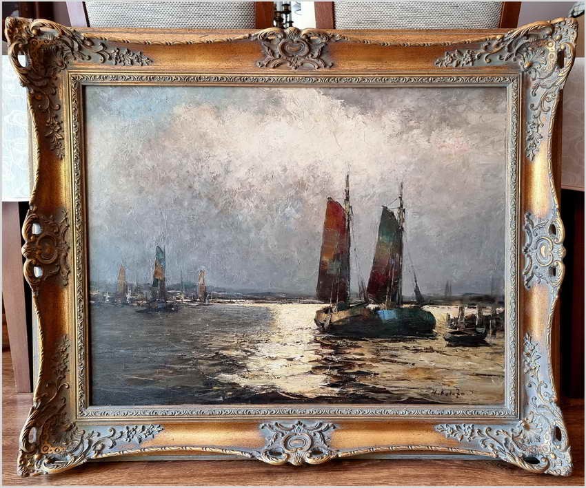 Nokturn! Łodzie w blasku księżyca - Helmut Kaluza (1912-1984)