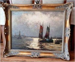 Nokturn! Łodzie w blasku księżyca - Helmut Kaluza (1912-1984)