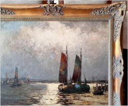 Nokturn! Łodzie w blasku księżyca - Helmut Kaluza (1912-1984)