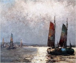 Nokturn! Łodzie w blasku księżyca - Helmut Kaluza (1912-1984)