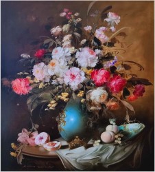 Kwiaty w wazonie 108cmx88cm - Kömpöczy Balogh Endre (Hungary 1911-1977)