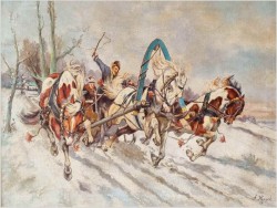 Malarstwo rosyjskie! Trojka w zimowej scenerii - Алексей Жаров (Россия *1926 )