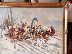 Malarstwo rosyjskie! Trojka w zimowej scenerii - Алексей Жаров (Россия *1926 )