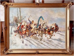 Malarstwo rosyjskie! Trojka w zimowej scenerii - Алексей Жаров (Россия *1926 )