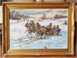 Polskie Malarstwo Aukcyjne! Pędząca Trojka - Edward Pierzyński (Polish, 1922- ??)