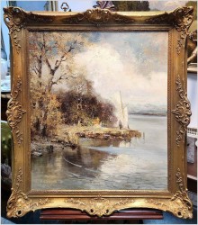 Wspaniały letni pejzaż! Piknik nad brzegiem wody - Ludwig Gschossmann *1894