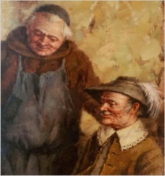 Malarstwo Dawnych Mistrzów! Próba Wina u Mnicha - Org Hein Van Doren (1930r Düsseldorf)