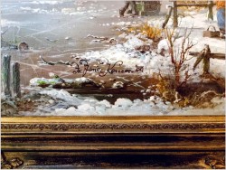 Romantyczne malarstwo! Zimowy krajobraz ze sztafażem - Prof. Janez Kenzer *1930