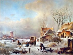 Romantyczne malarstwo! Zimowy krajobraz ze sztafażem - Prof. Janez Kenzer *1930