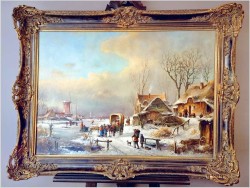 Romantyczne malarstwo! Zimowy krajobraz ze sztafażem - Prof. Janez Kenzer *1930