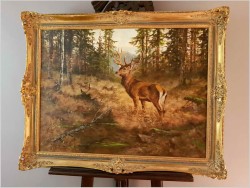 Malarstwo Aukcyjne! Jeleń Na Rykowisku - oryg. Georg Majewicz (1897-1965)