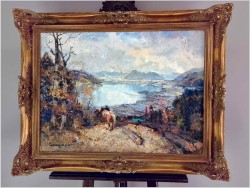 Letni pejzaż! Widok ze wzgórza na Tegernsee - Ludwig Gschossmann *1894