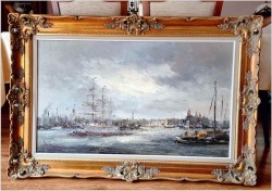 3. Widok na trójmasztowiec w zatoce portowej - John BÉVORT (1917-1996)