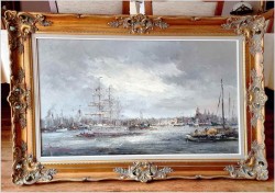 2. Widok na trójmasztowiec w zatoce portowej - John BÉVORT (1917-1996)