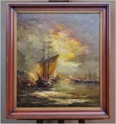 Żaglowiec w portowej przystani - Johannes Hubertus Hendrikus BÉVORT (1917-1996)