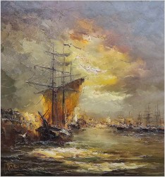 Żaglowiec w portowej przystani - Johannes Hubertus Hendrikus BÉVORT (1917-1996)