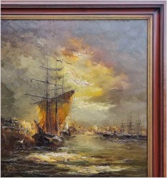 Żaglowiec w portowej przystani - Johannes Hubertus Hendrikus BÉVORT (1917-1996)