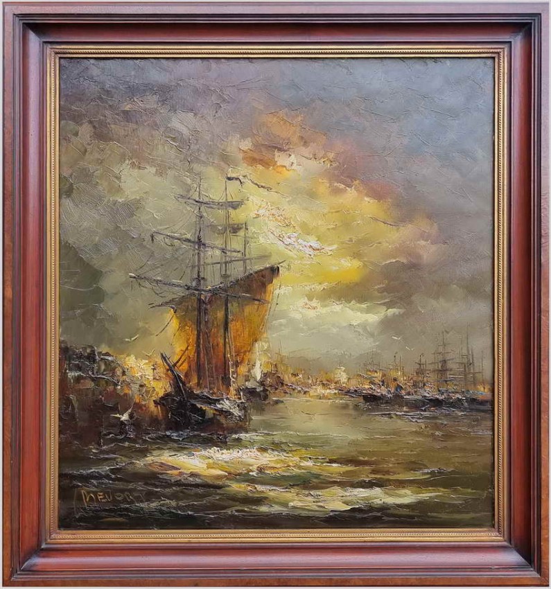 Żaglowiec w portowej przystani - Johannes Hubertus Hendrikus BÉVORT (1917-1996)