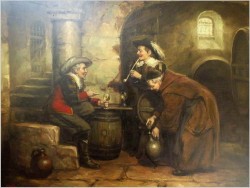 Duże malarstwo! Próba wina - prof. Willi Depré (1922-1995) Pieczęć lakowa!