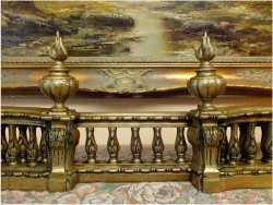 SECESYJNE WILKI DO KOMINKA, DEKORACJA KOMINKA - BRĄZ, FRANCJA XIXw.