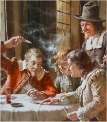 Monachijskie malarstwo! Obraz olejny - Gra w karty - Fritz Wagner (1896-1939)