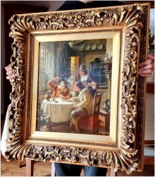 Monachijskie malarstwo! Obraz olejny - Gra w karty - Fritz Wagner (1896-1939)