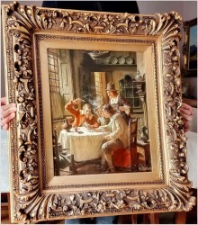 Monachijskie malarstwo! Obraz olejny - Gra w karty - Fritz Wagner (1896-1939)